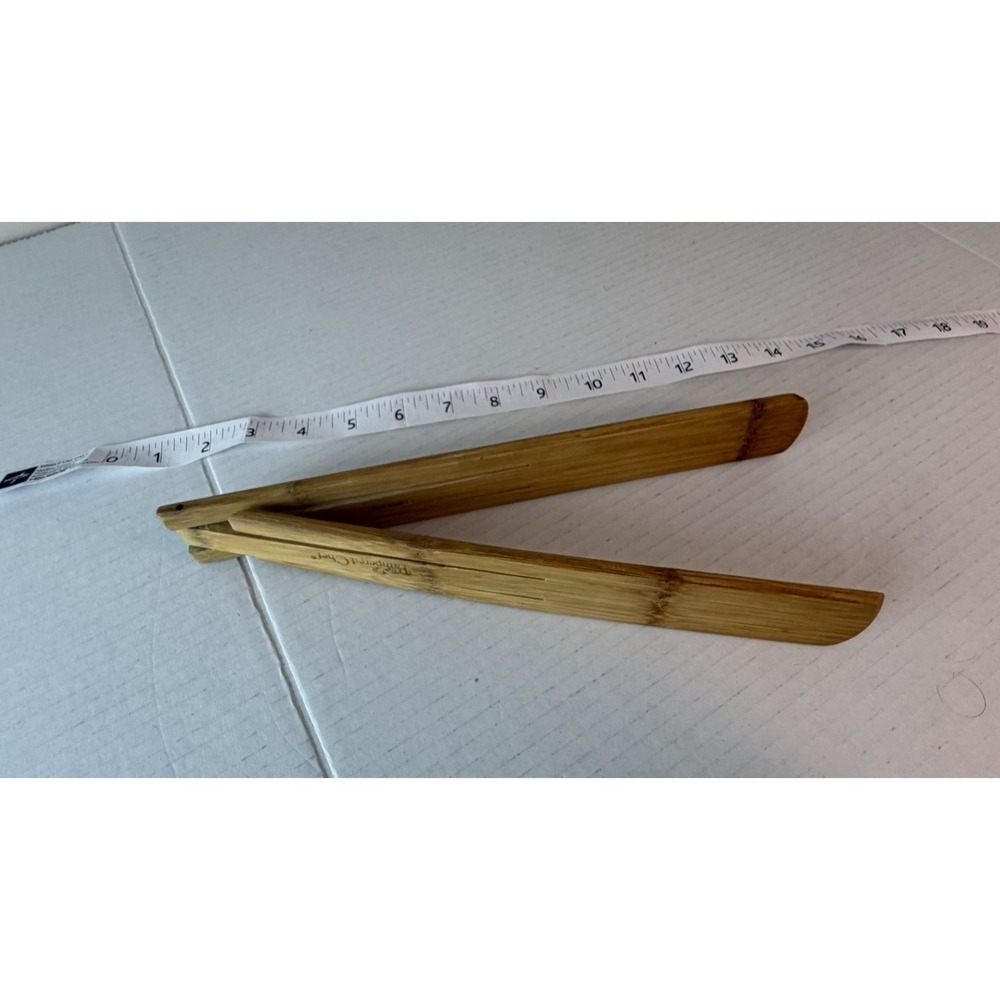 Pampered Chef Bamboo Salad Tongs 14"‎ Brown Wooden Adjustable